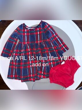 Hanna Andersson Red Navy Green Plaid Long-Sleeve Cotton Dress